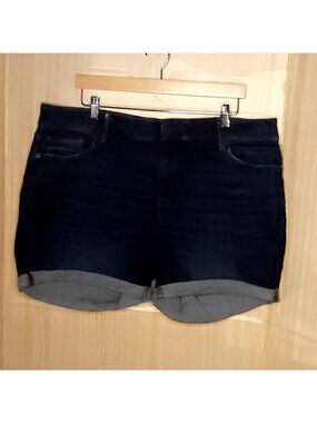 A.N.A Womens Plus Dark Wash Mid Rise Midi Denim Shorts 18W
